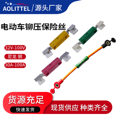 32V 100V 电动车铆压保险丝 30A 40A 50A 60A 80A 100A